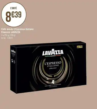 Géant Casino Lavazza café moulu l’espresso italiano classico offre