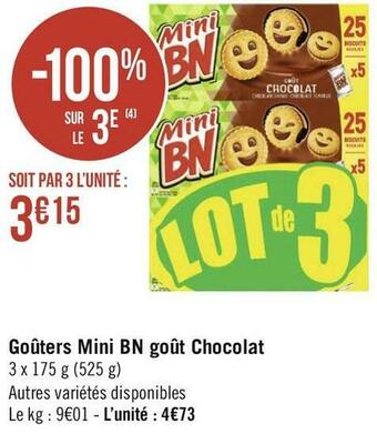 Bn goûters mini bn goût chocolat