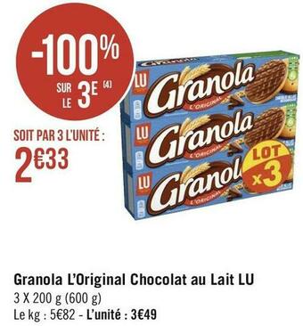 Lu granola l’original chocolat au lait