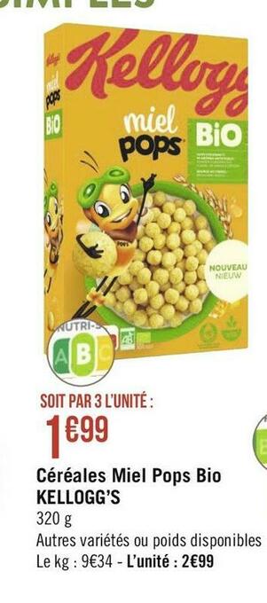 Kellogg’s céréales miel pops bio