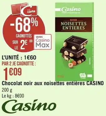 Casino chocolat noir aux noisettes entières