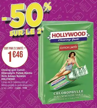Hollywood chewing-gum classic chlorophylle parfum menthe verte arômes naturels