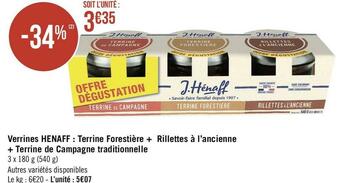 Henaff verrines henaff : terrine forestière + rillettes à l’ancienne + terrine de campagne traditionnelle