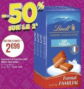 Lindt chocolat lait extra fin maître chocolatier