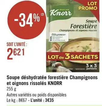 Knorr soupe déshydratée forestière champignons et oignons rissolés