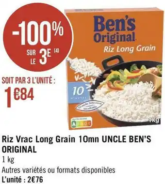 Géant Casino Uncle ben’s riz vrac long grain 10mn original offre