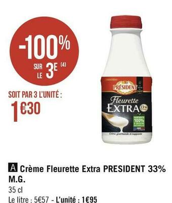 President crème fleurette extra 33% m.g.