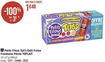 Yoplait petits filous tub’s goût fraise framboise pêche