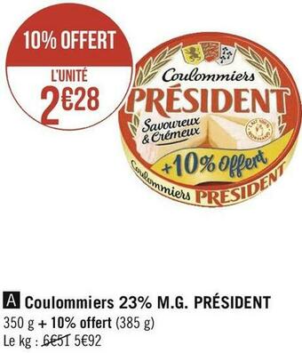 Géant Casino Président coulommiers 23% m.g. offre