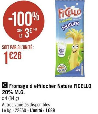 Ficello fromage à effilocher nature 20% m.g.