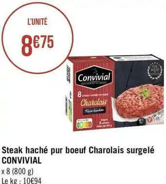 Géant Casino Convivial steak haché pur boeuf charolais surgelé offre