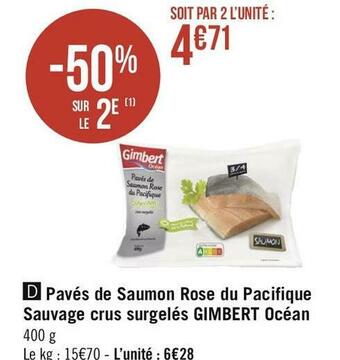 Gimbert pavés de saumon rose du pacifique sauvage crus surgelés océan