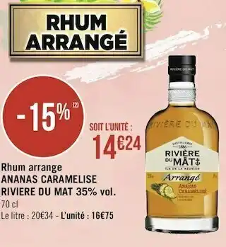 Rivière du mat rhum arrange ananas caramelise 35% vol.