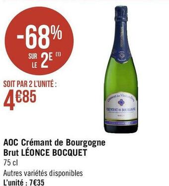 Géant Casino Léonce bocquet aoc crémant de bourgogne brut offre