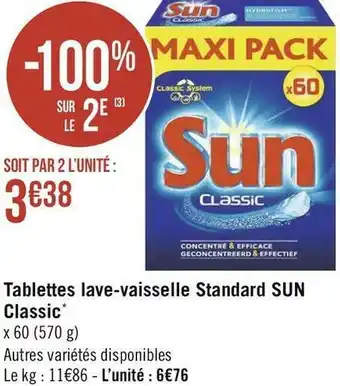 Sun tablettes lave-vaisselle standard classic*