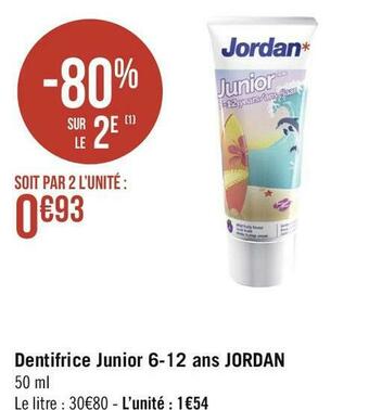 Jordan dentifrice junior 6-12 ans