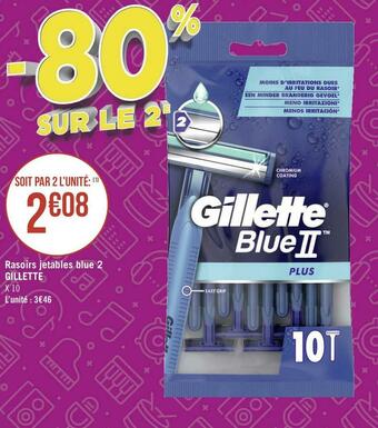 Géant Casino Gillette rasoirs jetables blue 2 offre
