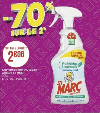 Géant Casino St marc spray désinfectant 0% résidus agressifs* offre