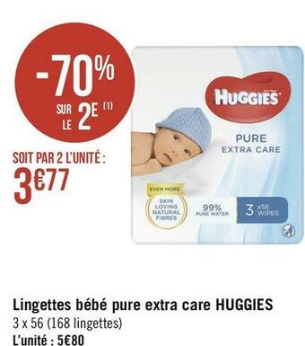 Géant Casino Huggies lingettes bébé pure extra care offre