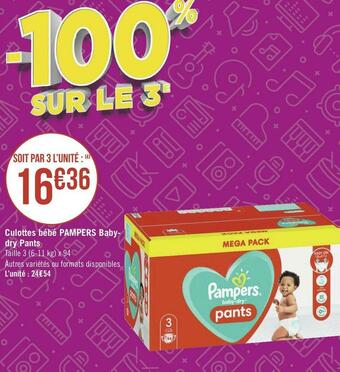Pampers culottes bébé babydry pants