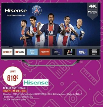 Hisense tv qled 55’’ (139 cm)