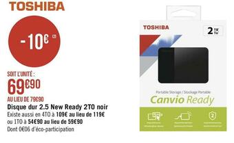 Géant Casino Toshiba disque dur 2.5 new ready 2to noir offre