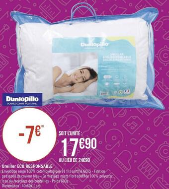 Dunlopillo oreiller eco responsable