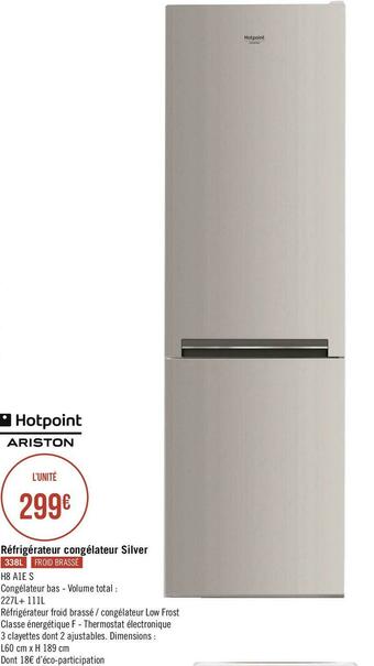 Ariston réfrigérateur congélateur silver