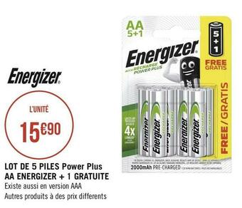 Energizer lot de 5 piles power plus aa + 1 gratuite