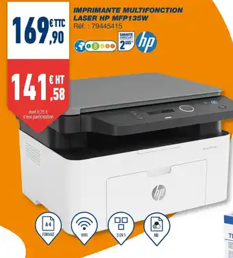 Bureau Vallée Hp imprimante multifonction laser mfp135w offre