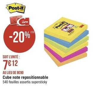 Cube note repositionnable