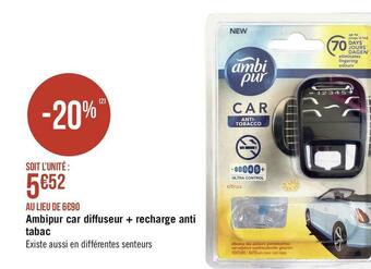 Géant Casino Ambipur car diffuseur + recharge anti tabac offre