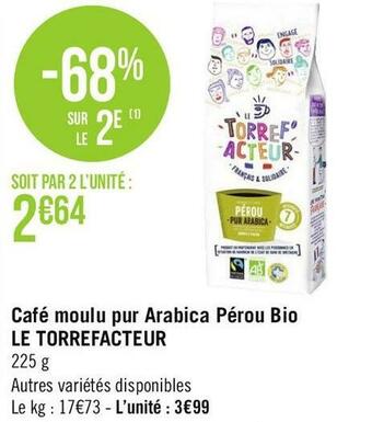 Le torref acteur café moulu pur arabica pérou bio
