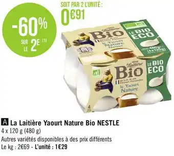 Géant Casino Nestle la laitière yaourt nature bio offre