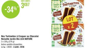 Jardin bio lea nature nos tartinettes à croquer au chocolat noisette