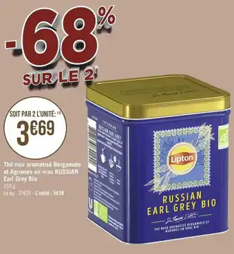 Lipton thé noir aromatisé bergamote et agrumes en vrac russian earl grey bio