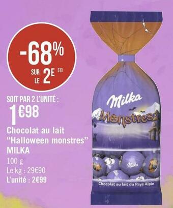 Milka chocolat au lait halloween monstres