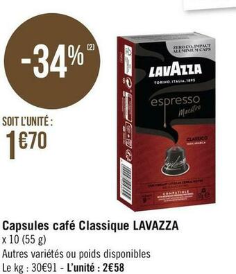 Géant Casino Lavazza capsules café classique offre