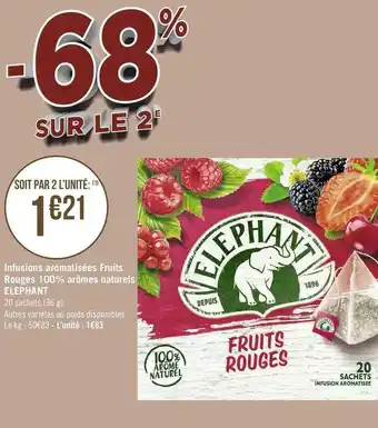 Géant Casino Elephant infusions aromatisées fruits rouges 100% arômes naturels offre