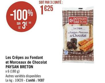 Paysan breton les crêpes au fondant et morceaux de chocolat