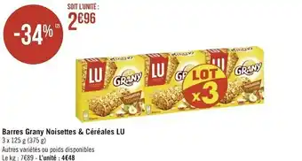 Lu barres grany noisettes & céréales