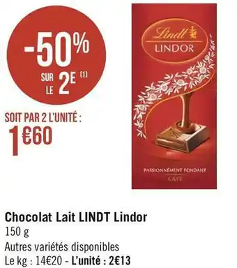 Lindt chocolat lait lindor