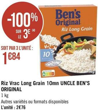 Géant Casino Uncle ben’s riz vrac long grain 10mn original offre