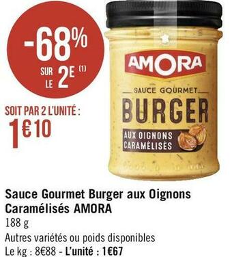Amora sauce gourmet burger aux oignons caramélisés