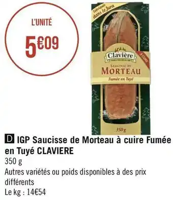Claviere igp saucisse de morteau à cuire fumée en tuyé