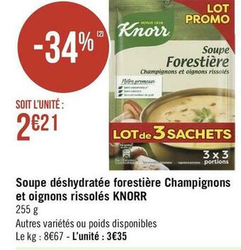 Knorr soupe déshydratée forestière champignons et oignons rissolés