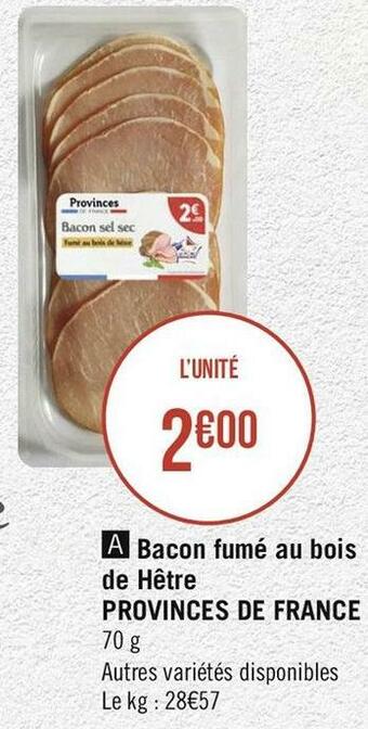 Provinces de france bacon fumé au bois de hêtre