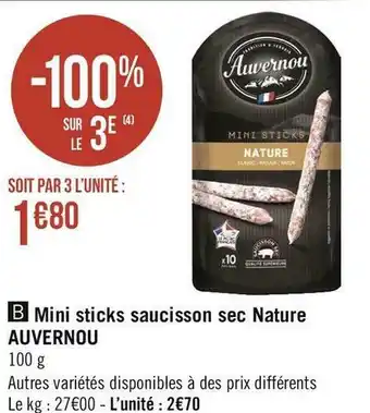 Auvernou mini sticks saucisson sec nature