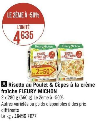 Géant Casino Fleury michon risotto au poulet & cèpes à la crème fraîche offre