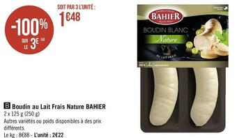 Bahier boudin au lait frais nature